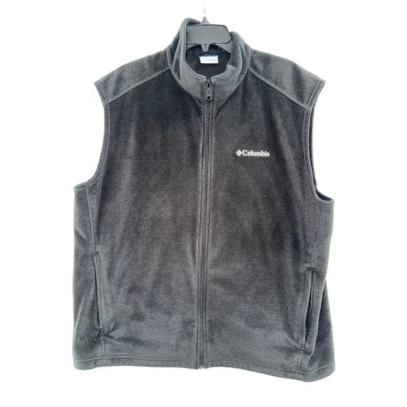 Columbia Full Zip Black Fleece Vest Men’s XL Zippered Pockets - Picture 1 of 7